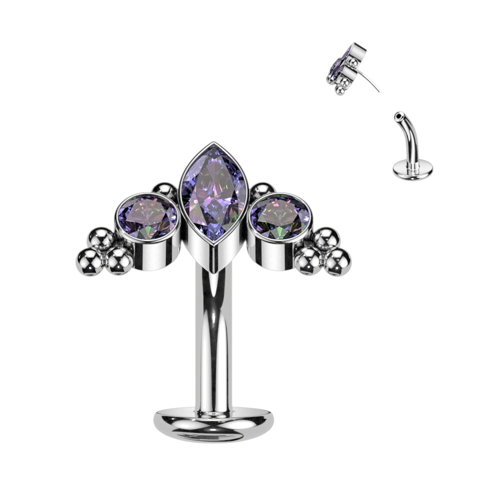 14G Titanium Threadless Floating Navel Ring 5/16"(8mm) With Ball Clusters Top